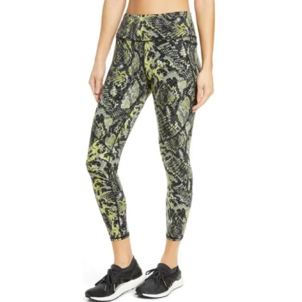 Sweaty Betty Power Pocket Workout Leggings In Citrus Green Snake Print- XS - Picture 3 of 12